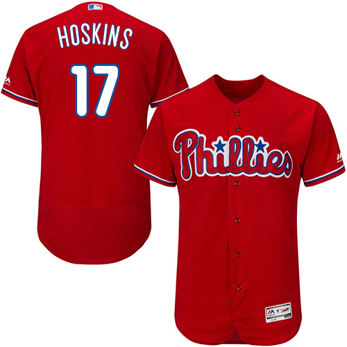 Phillies #17 Rhys Hoskins Red Flexbase Authentic Collection Stitched MLB Jersey